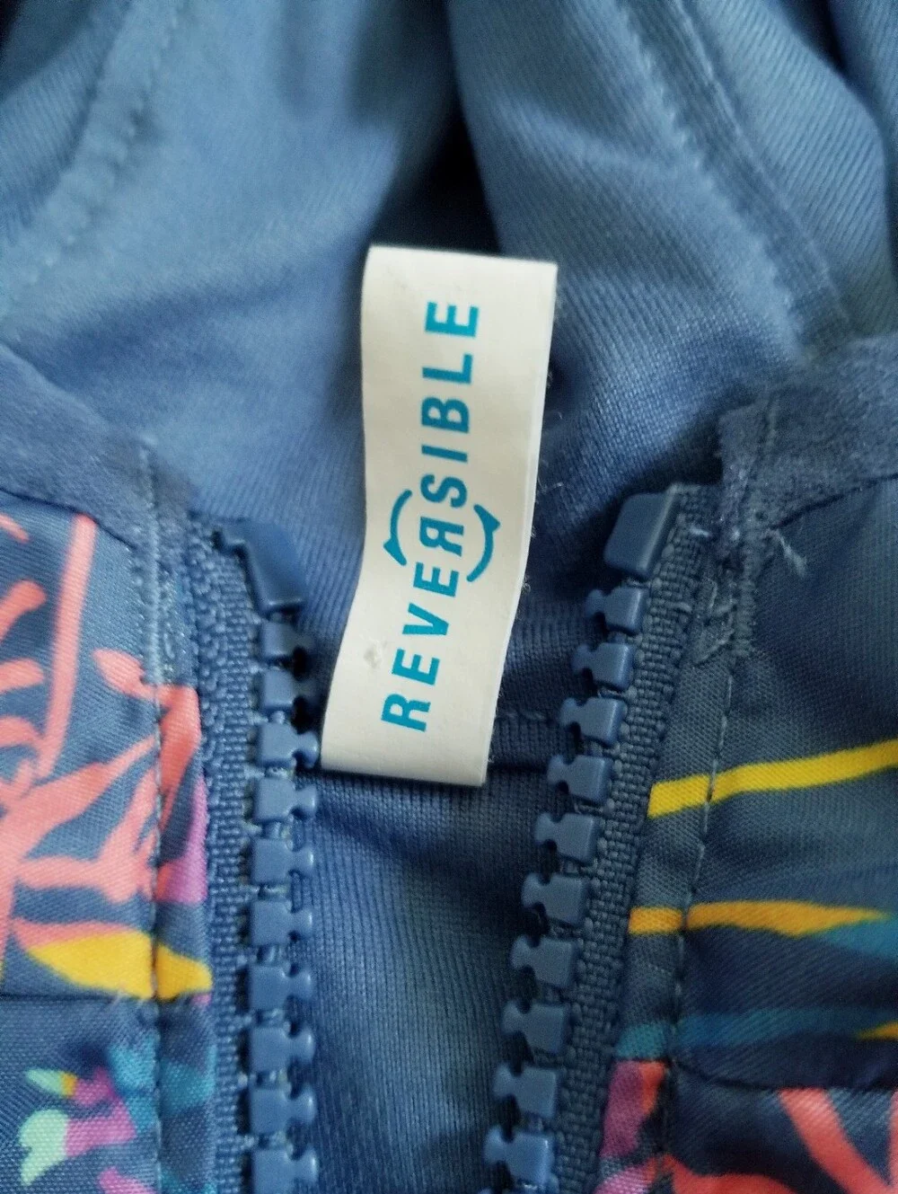Columbia Blue Floral Reversible Hooded Kids Raicoat  Windbreaker Jacket